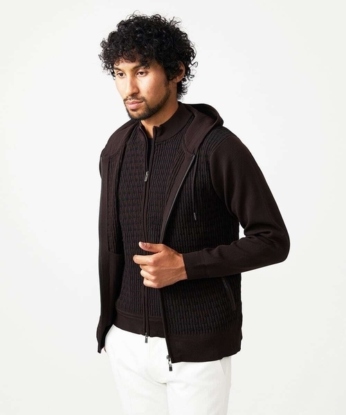 MICHEL KLEIN HOMME (ミッシェルクランオム)の「【セットアップ】ニットジップアップパーカー(パーカー・メンズ・ブラック/ライトグレー/ブラウン・MEDIUM/LARGE/X-LARGE)」の18枚目の写真