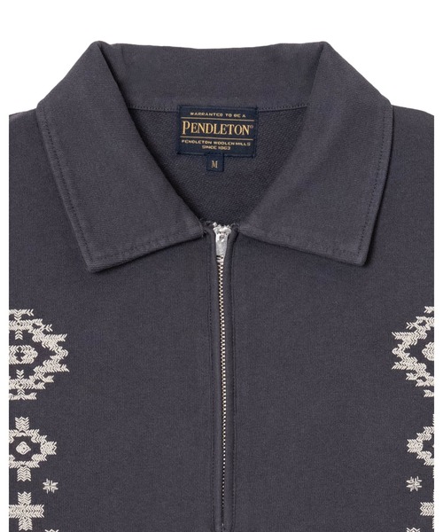 ピグメントダイ・EMB・ハーフジッププルーバー（スウェット