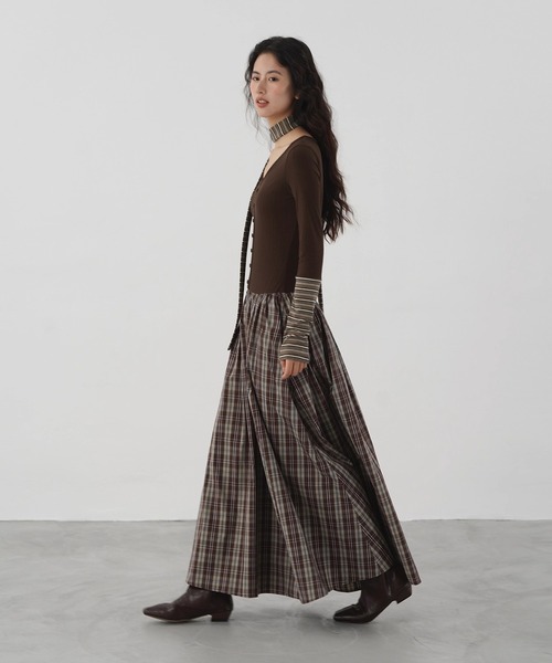 EIGHTHMONTH(エイスマンス)の「ミックスパターンワンピース EM25a057【EIGHTHMONTH】(ワンピース・レディース・ブラウン系・S/M)」の3枚目の写真
