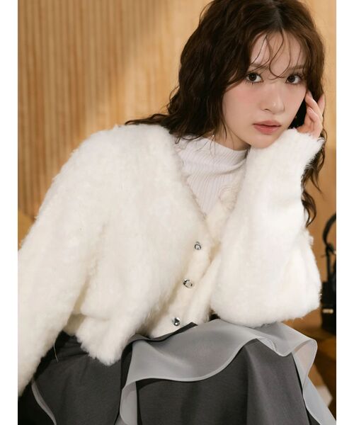 MERCURYDUO（マーキュリーデュオ）の「シアーランダムリブニット（ニット/セーター・レディース・オフホワイト/ダークブラウン/ベビーピンク/ブラック・FREE）」の10枚目の写真