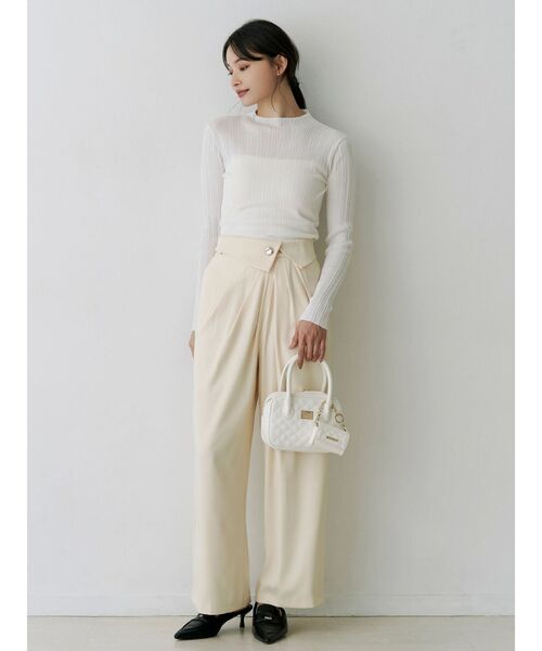 MERCURYDUO（マーキュリーデュオ）の「シアーランダムリブニット（ニット/セーター・レディース・オフホワイト/ダークブラウン/ベビーピンク/ブラック・FREE）」の5枚目の写真