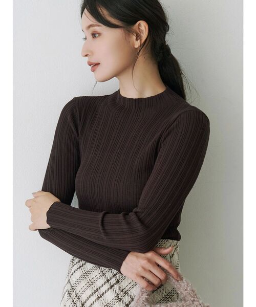 MERCURYDUO（マーキュリーデュオ）の「シアーランダムリブニット（ニット/セーター・レディース・オフホワイト/ダークブラウン/ベビーピンク/ブラック・FREE）」の13枚目の写真