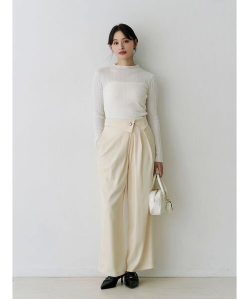 MERCURYDUO（マーキュリーデュオ）の「シアーランダムリブニット（ニット/セーター・レディース・オフホワイト/ダークブラウン/ベビーピンク/ブラック・FREE）」の7枚目の写真