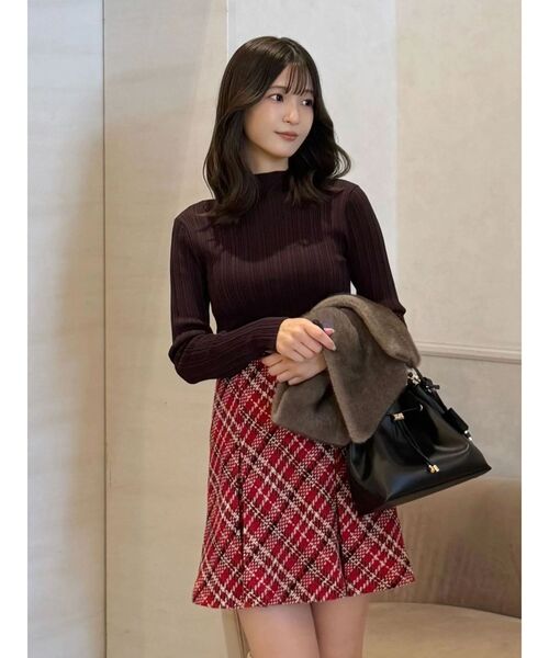 MERCURYDUO（マーキュリーデュオ）の「シアーランダムリブニット（ニット/セーター・レディース・オフホワイト/ダークブラウン/ベビーピンク/ブラック・FREE）」の19枚目の写真