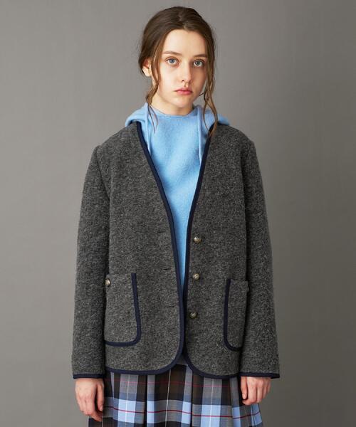 DRESSTERIOR(ドレステリア)の「チロリアンニットジャケット(ノーカラージャケット・レディース・ダークグレー/ブラック・34/36/38)」の2枚目の写真