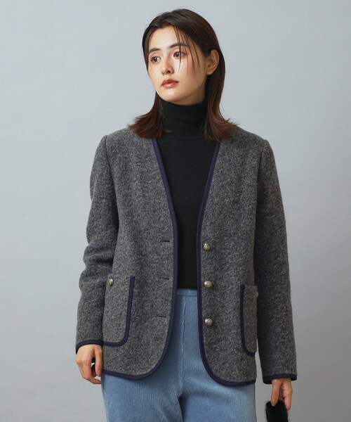 セール】チロリアンニットジャケット（ノーカラージャケット