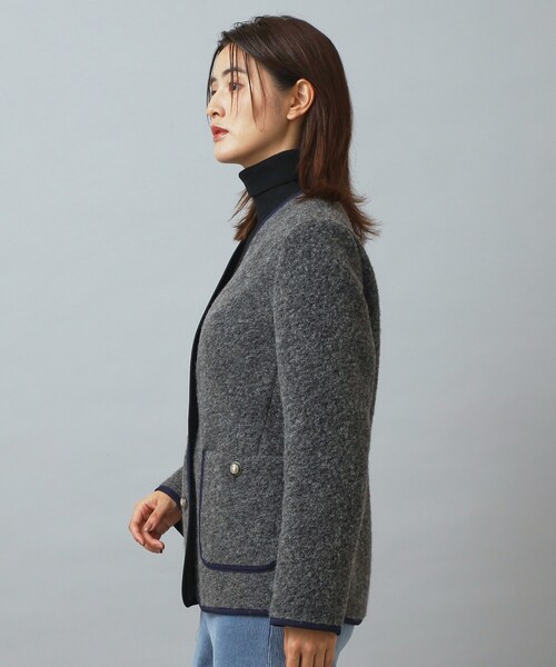  チロリアンジャケット ノーカラーウールジャケット チロリアンニットジャケット（ノーカラージャケット） | DRESSTERIOR