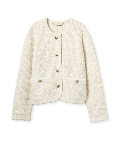 CELFORD（セルフォード）の「ツイードニットジャケット（テーラードジャケット・レディース・ピンク/アイボリー・F）」の2枚目の写真