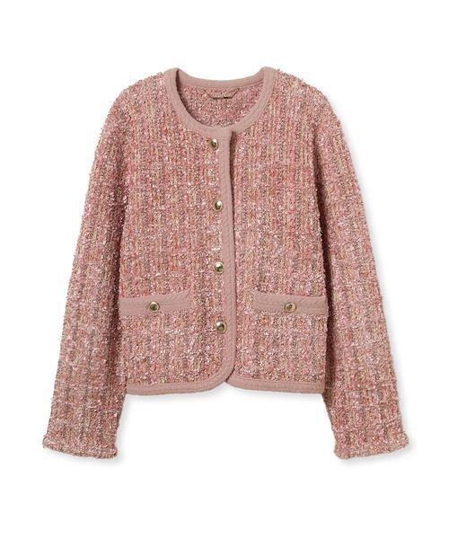 CELFORD（セルフォード）の「ツイードニットジャケット（テーラードジャケット・レディース・ピンク/アイボリー・F）」の3枚目の写真