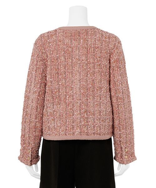 CELFORD（セルフォード）の「ツイードニットジャケット（テーラードジャケット・レディース・ピンク/アイボリー・F）」の5枚目の写真