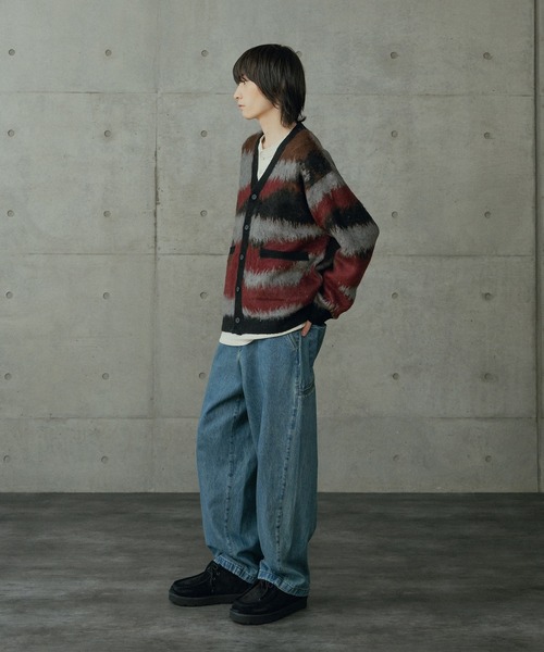 RATTLE TRAP（ラトルトラップ）の「カモフラ風Wジャガードカーディガン（ニット/セーター・メンズ・ネイビー/ボルドー・M/L）」の4枚目の写真