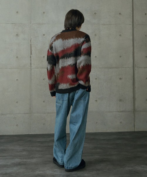 RATTLE TRAP（ラトルトラップ）の「カモフラ風Wジャガードカーディガン（ニット/セーター・メンズ・ネイビー/ボルドー・M/L）」の5枚目の写真