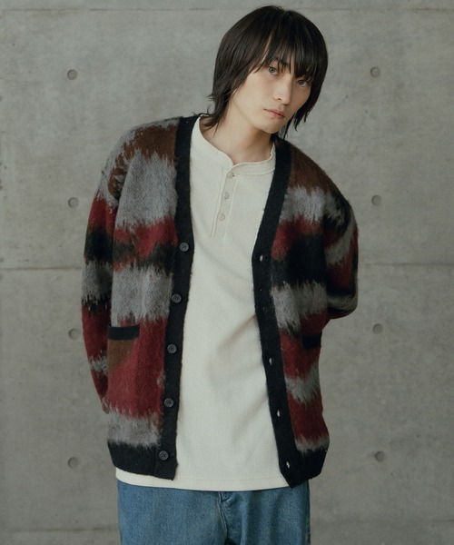 RATTLE TRAP（ラトルトラップ）の「カモフラ風Wジャガードカーディガン（ニット/セーター・メンズ・ネイビー/ボルドー・M/L）」の7枚目の写真