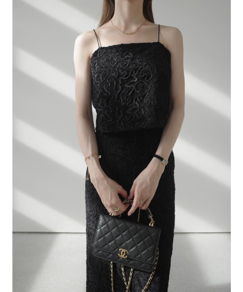 amel（エイメル）の「ベルベットエンブロイダリーセットアップ（つなぎ/オールインワン・レディース・ブラック・FREE）」の16枚目の写真