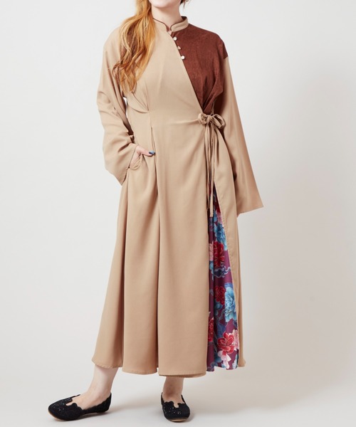 チャイハネ（チャイハネ）の「【チャイハネ】スラミアカシュクールワンピース（ワンピース・レディース・ベージュ/ブラック・FREE）」の9枚目の写真