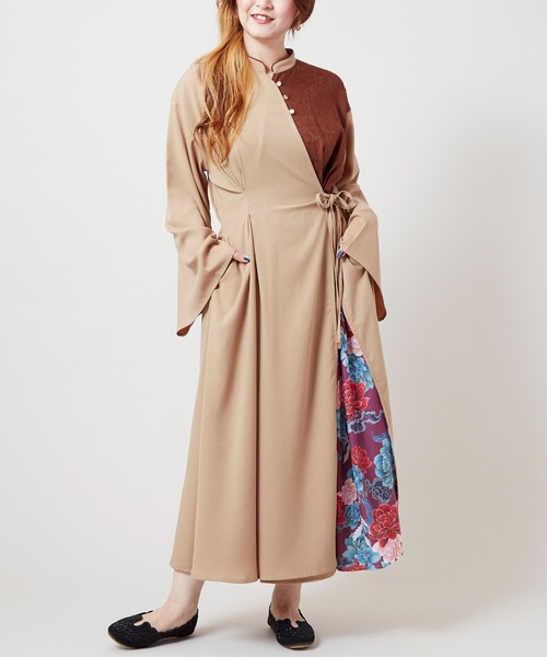 チャイハネ（チャイハネ）の「【チャイハネ】スラミアカシュクールワンピース（ワンピース・レディース・ベージュ/ブラック・FREE）」の16枚目の写真