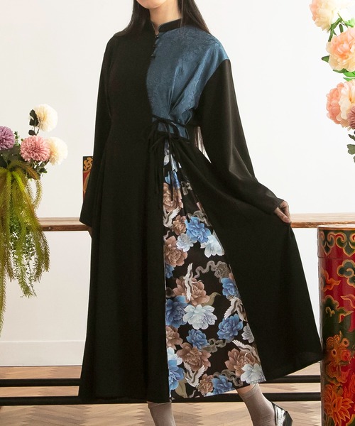 チャイハネ（チャイハネ）の「【チャイハネ】スラミアカシュクールワンピース（ワンピース・レディース・ベージュ/ブラック・FREE）」の10枚目の写真