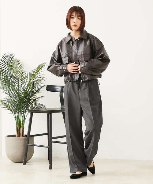 fort point(フォーポイント)の「【fort point/フォートポイント】フェイクレザー ショート丈 ブルゾン(ブルゾン・レディース・ブラック/ブラウン・FREE)」の11枚目の写真