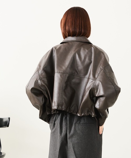 fort point(フォーポイント)の「【fort point/フォートポイント】フェイクレザー ショート丈 ブルゾン(ブルゾン・レディース・ブラック/ブラウン・FREE)」の14枚目の写真