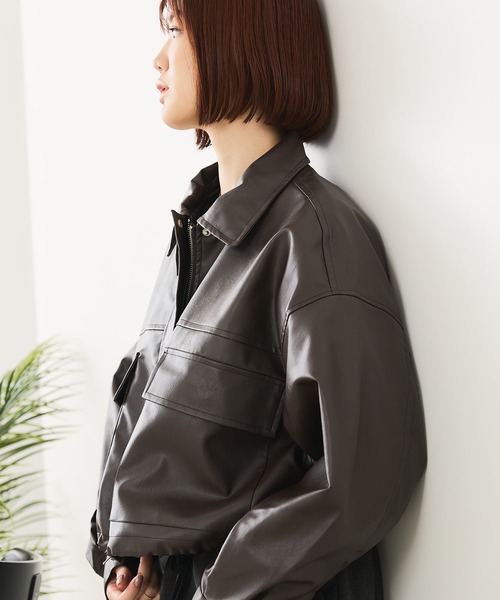 セール】【fort point/フォートポイント】フェイクレザー ショート丈