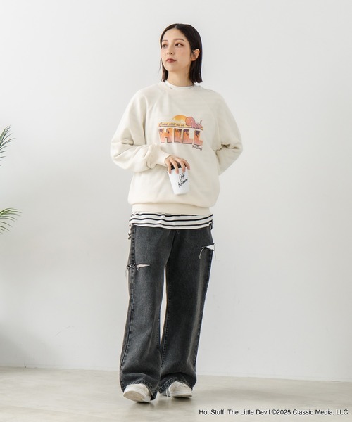 DISCUS(ディスカス)の「【DISCUS×HOT STUFF×Casper】キャラクタープリントスウェットトレーナー メンズ レディース ユニセックス(スウェット・レディース・ホワイト系その他4/ホワイト系その他3/ブラック系その他5/ブラック系その他4/ブラック系その他3/ホワイト系その他5・LARGE/MEDIUM)」の7枚目の写真