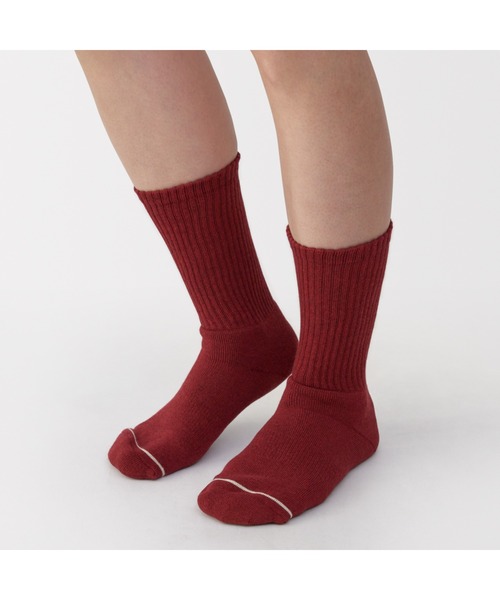 無印良品（ムジルシリョウヒン）の「婦人　足なり直角　あったか綿　厚手靴下（ウール入り・無地）（ソックス/靴下・レディース・グレー/オフホワイト/ブラウン系/ブラック/ダークネイビー/バーガンディー・23-25cm）」の12枚目の写真