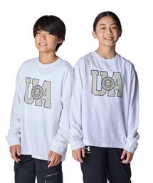 UNDER ARMOUR（アンダーアーマー）の「UAパフォーマンスコットン バーシティ ロゴ ロングスリーブ Tシャツ（トレーニング/キッズ）（Tシャツ/カットソー・キッズ）」