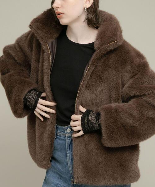 URBAN RESEARCH Sonny Label（アーバンリサーチサニーレーベル）の「ミンクライクファーブルゾン（ブルゾン・レディース・ベージュ/ブラウン・FREE）」の4枚目の写真