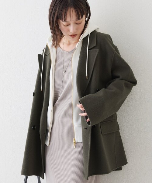 RIVE DROITE（リヴドロワ）の「【最高気温5度の寒い日に！/こなれ感抜群】ピークドラペルリバージャコット（その他アウター・レディース・グレー系その他/ブラウン/キャメル・FREE）」の2枚目の写真