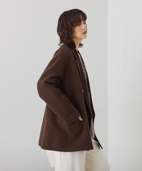 RIVE DROITE（リヴドロワ）の「【最高気温5度の寒い日に！/こなれ感抜群】ピークドラペルリバージャコット（その他アウター・レディース・グレー系その他/ブラウン/キャメル・FREE）」の12枚目の写真