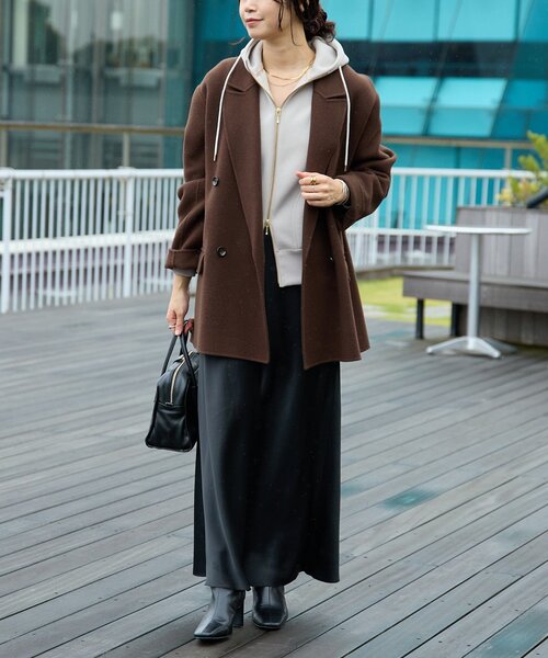 RIVE DROITE（リヴドロワ）の「【最高気温5度の寒い日に！/こなれ感抜群】ピークドラペルリバージャコット（その他アウター・レディース・グレー系その他/ブラウン/キャメル・FREE）」の14枚目の写真