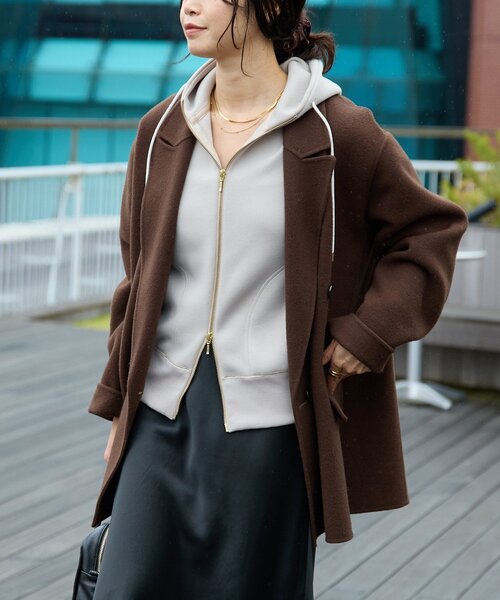 RIVE DROITE（リヴドロワ）の「【最高気温5度の寒い日に！/こなれ感抜群】ピークドラペルリバージャコット（その他アウター・レディース・グレー系その他/ブラウン/キャメル・FREE）」の19枚目の写真