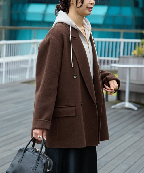 RIVE DROITE（リヴドロワ）の「【最高気温5度の寒い日に！/こなれ感抜群】ピークドラペルリバージャコット（その他アウター・レディース・グレー系その他/ブラウン/キャメル・FREE）」の20枚目の写真