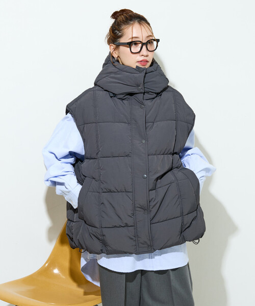 中綿 キルト ボリューム ベスト 限定展開 中綿キルト ボリューム フーディー ベスト（ダウン