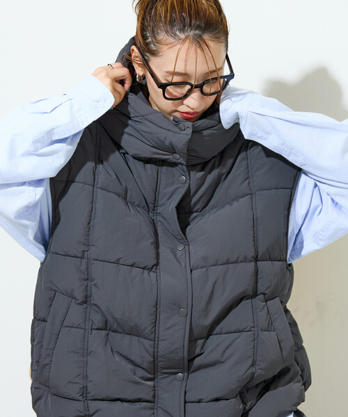 中綿 キルト ボリューム ベスト 限定展開 中綿キルト ボリューム フーディー ベスト（ダウン