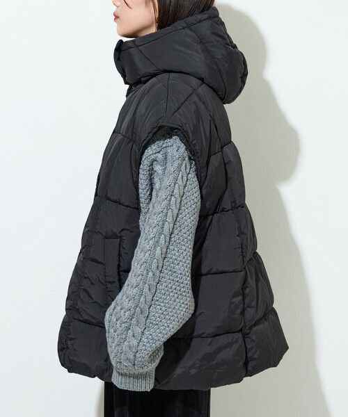 限定展開 中綿キルト ボリューム フーディー ベスト（ダウン