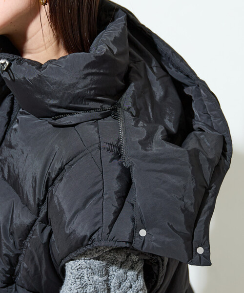 限定展開 中綿キルト ボリューム フーディー ベスト（ダウンベスト