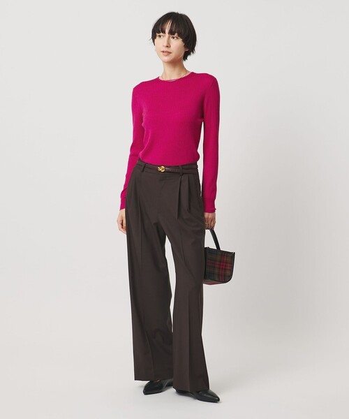 UNITED ARROWS（ユナイテッドアローズ）の「リブ クルーネック ニット（ニット/セーター・レディース・ライトピンク/グレー系/ナチュラル/ブラック/ホワイト/ピンク・FREE）」の5枚目の写真