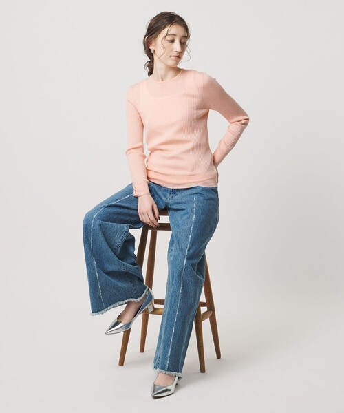 UNITED ARROWS（ユナイテッドアローズ）の「リブ クルーネック ニット（ニット/セーター・レディース・ライトピンク/グレー系/ナチュラル/ブラック/ホワイト/ピンク・FREE）」の16枚目の写真