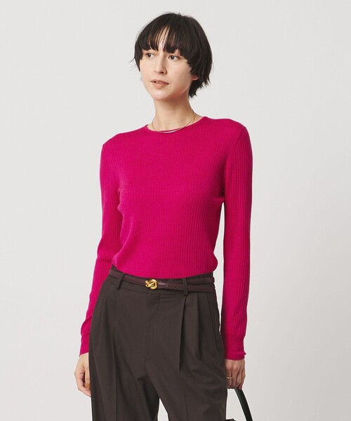 UNITED ARROWS（ユナイテッドアローズ）の「リブ クルーネック ニット（ニット/セーター・レディース・ライトピンク/グレー系/ナチュラル/ブラック/ホワイト/ピンク・FREE）」の13枚目の写真