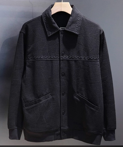 BENUSTA(ベヌスタ)の「A'GEM/9 × .kom 『BENUSTA /ベヌスタ』GEOMETRIC EMBOSS SNAP JACKET/ジオメトリックエンボス スナップジャケット(ブルゾン・メンズ・アイボリー/ブラック・L/XL)」の6枚目の写真