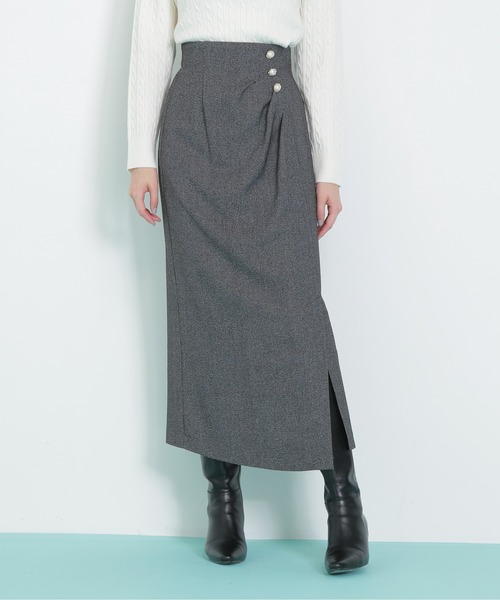 JILL by JILL STUART（ジルバイジルスチュアート）の「◇パール釦ラップタイトスカート（スカート・レディース・ブラウン/ブラック系その他・MEDIUM/SMALL）」の20枚目の写真