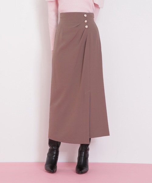 JILL by JILL STUART（ジルバイジルスチュアート）の「◇パール釦ラップタイトスカート（スカート・レディース・ブラウン/ブラック系その他・MEDIUM/SMALL）」の8枚目の写真