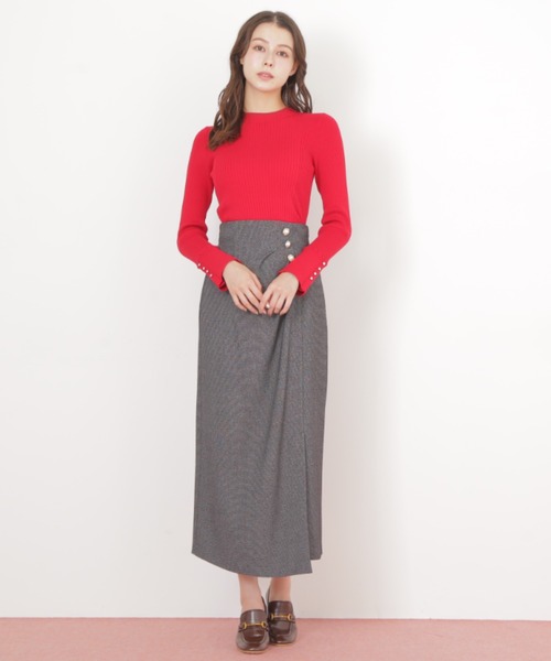 JILL by JILL STUART（ジルバイジルスチュアート）の「◇パール釦ラップタイトスカート（スカート・レディース・ブラウン/ブラック系その他・MEDIUM/SMALL）」の14枚目の写真