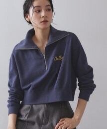 ロゴ刺繍ハーフジップトップス【洗濯機OK】