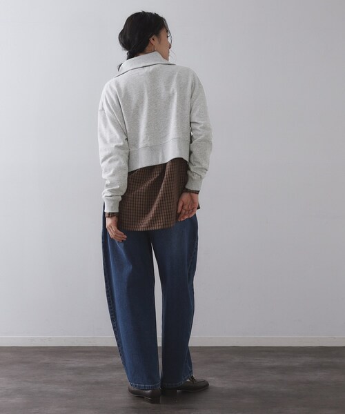 OPAQUE.CLIP(オペークドットクリップ)の「ロゴ刺繍ハーフジップトップス【洗濯機OK】(Tシャツ/カットソー・レディース・ネイビー/グレー・36/38/40)」の5枚目の写真