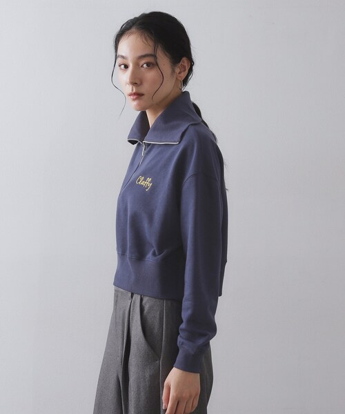 OPAQUE.CLIP(オペークドットクリップ)の「ロゴ刺繍ハーフジップトップス【洗濯機OK】(Tシャツ/カットソー・レディース・ネイビー/グレー・36/38/40)」の12枚目の写真