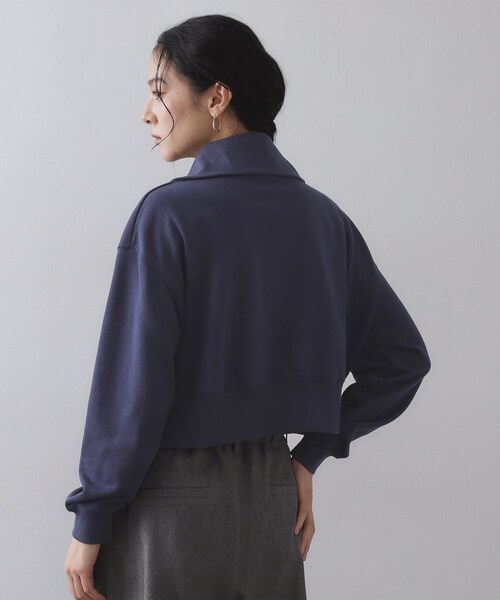 OPAQUE.CLIP(オペークドットクリップ)の「ロゴ刺繍ハーフジップトップス【洗濯機OK】(Tシャツ/カットソー・レディース・ネイビー/グレー・36/38/40)」の13枚目の写真
