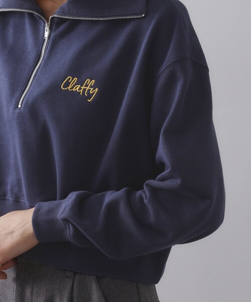 OPAQUE.CLIP(オペークドットクリップ)の「ロゴ刺繍ハーフジップトップス【洗濯機OK】(Tシャツ/カットソー・レディース・ネイビー/グレー・36/38/40)」の15枚目の写真