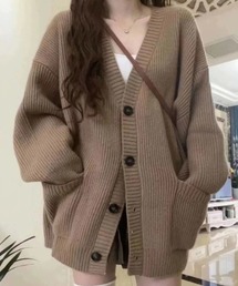 CELENA BEATS（セレナビーツ）の「オーバーサイズ リブ Vネック カーディガン（カーディガン/ボレロ）」